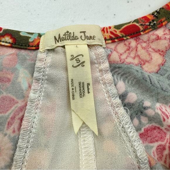MATILDA JANE Women’s Sleeveless Layered Casual Floral Green Tank Flowy Sz Small - Picture 13 of 16